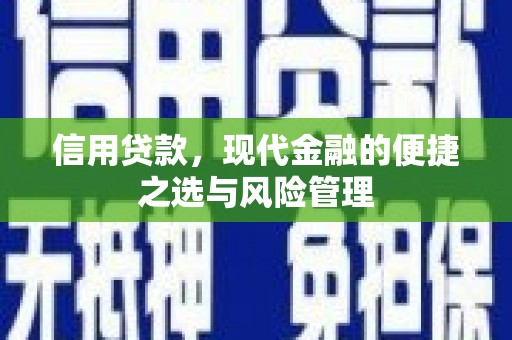 澜沧信用贷款，现代金融的便捷之选与风险管理