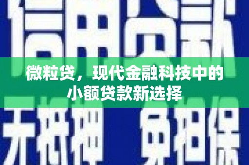 澜沧微粒贷，现代金融科技中的小额贷款新选择