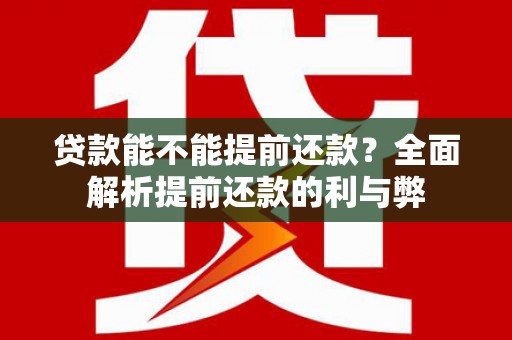 澜沧贷款能不能提前还款？全面解析提前还款的利与弊