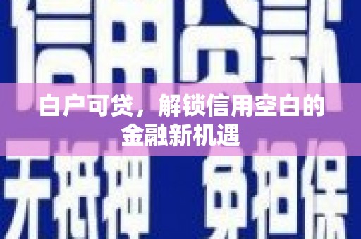 澜沧白户可贷，解锁信用空白的金融新机遇