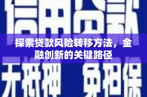 澜沧探索贷款风险转移方法，金融创新的关键路径