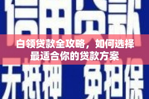 澜沧白领贷款全攻略，如何选择最适合你的贷款方案