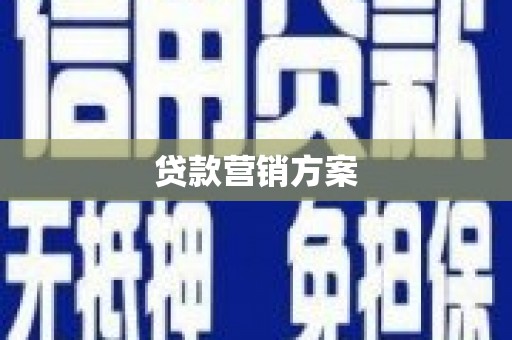 澜沧贷款营销方案